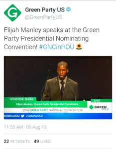 Elijah Manley speaks at Green Presidential Nominating Convention 2016