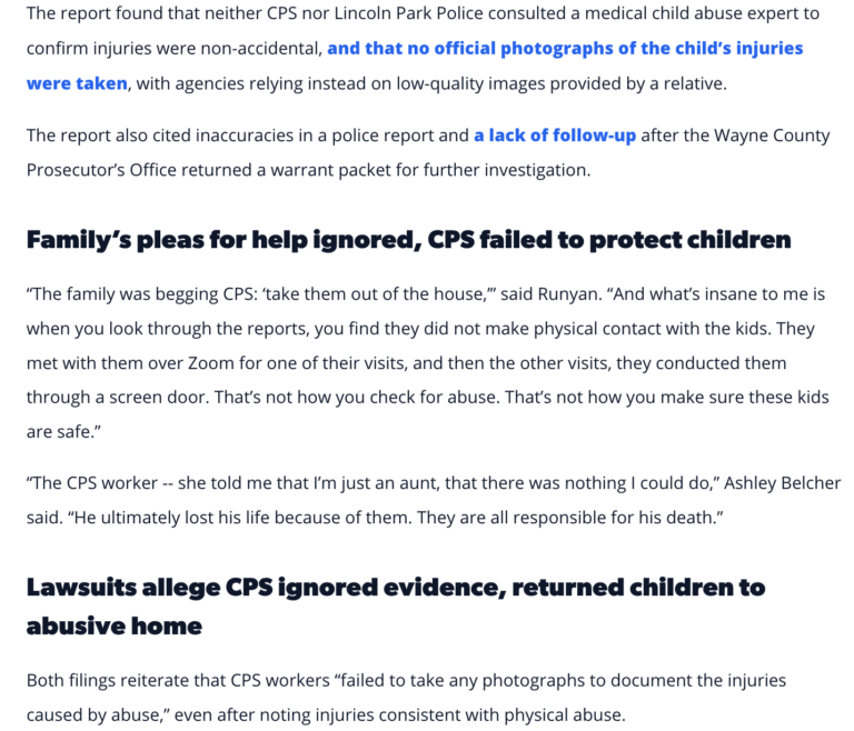 Failures of Child Protective Services to Intervene - Cases